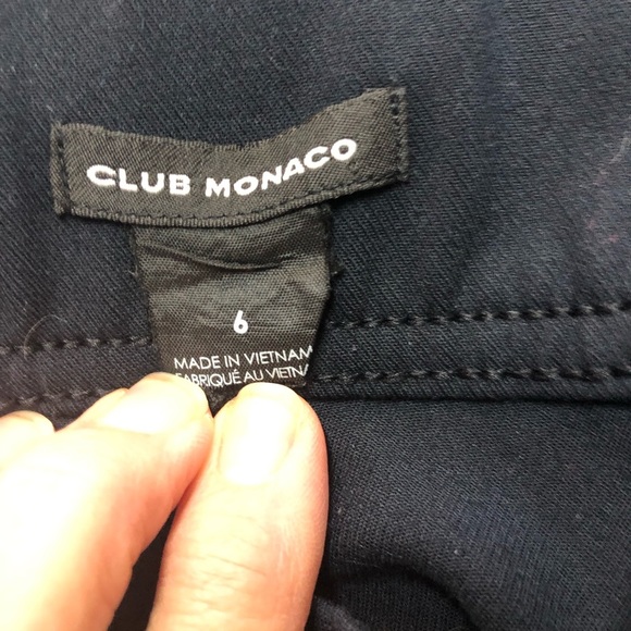 Club Monaco Women’s Tuxedo Faux Leather Navy Pant Pull On Wide Band Sz 6 - Picture 4 of 5